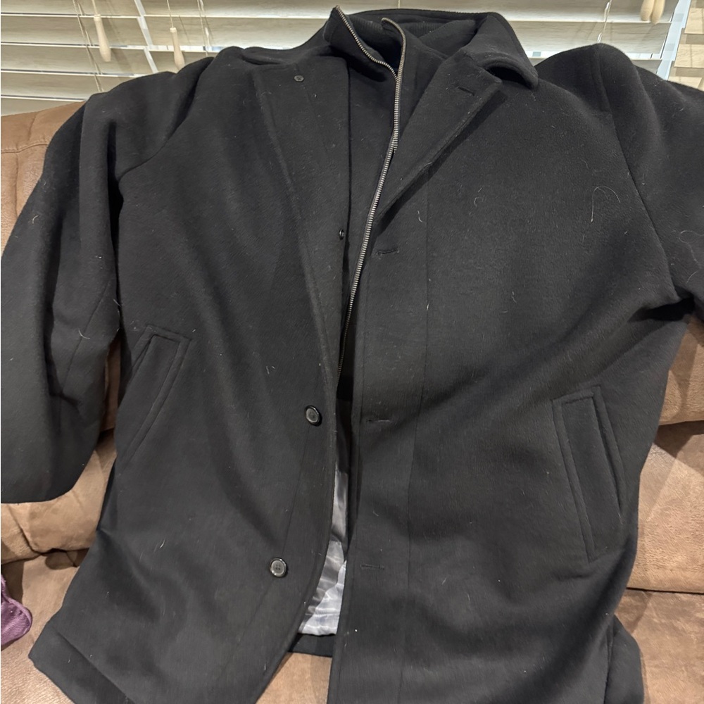 Men's Black Alfred Sung peacoat